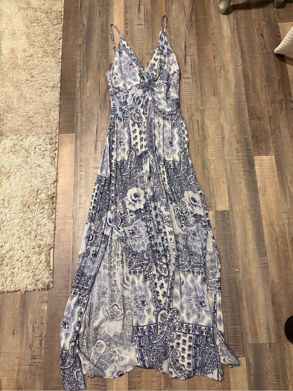 Pookie and Sebastian Blue Paisley Maxi Dress